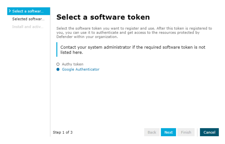 Select Google Authenticator